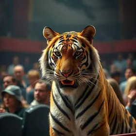 Falha em grade de proteção de circo deixa tigre solto diante da plateia